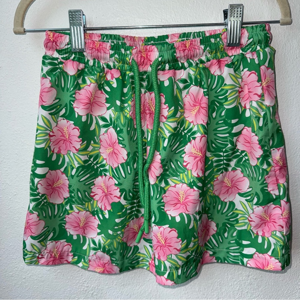 Classic Whimsy Boys Hibiscus Print Swim Trunks Size 7